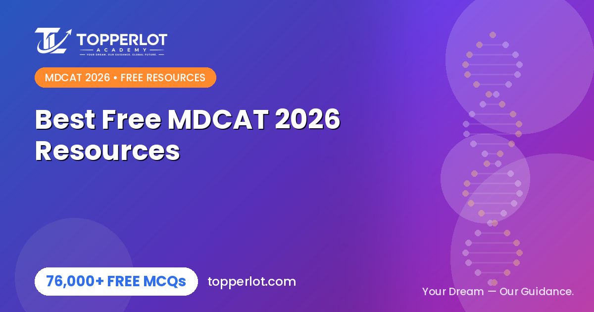 Best free resources for MDCAT 2026 complete list, Topperlot Academy