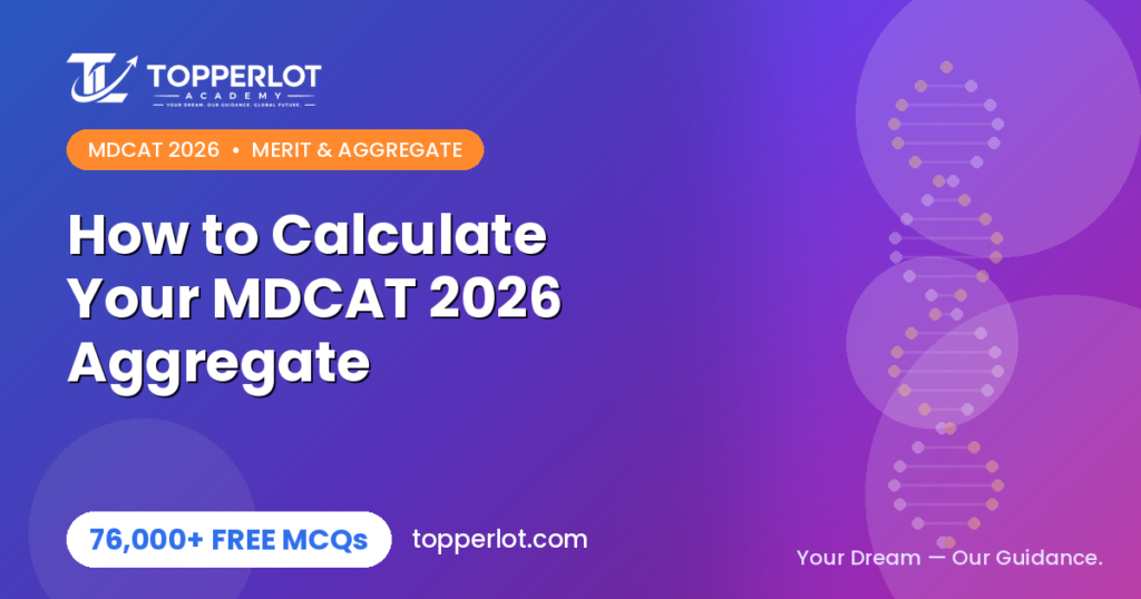 MDCAT 2026 aggregate and merit calculation formula on Topperlot Academy