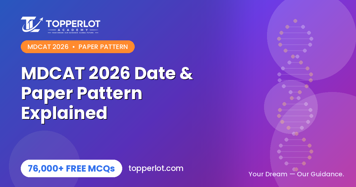 MDCAT 2026 date and paper pattern with total MCQs on Topperlot Academy