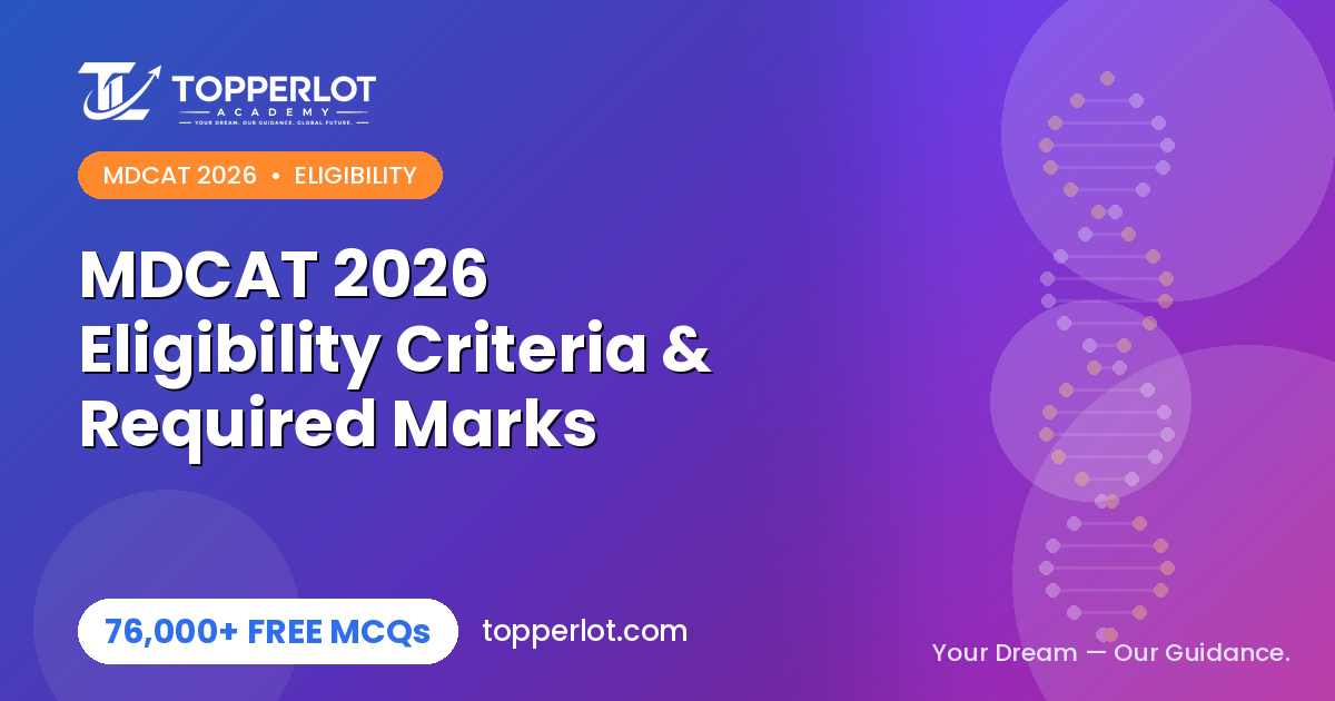 MDCAT 2026 eligibility criteria and required marks on Topperlot Academy